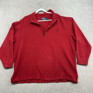 Polo Ralph Lauren Sweater Mens 2xB Ribbed Quarter Zip Pullover 2X Big Flaw*